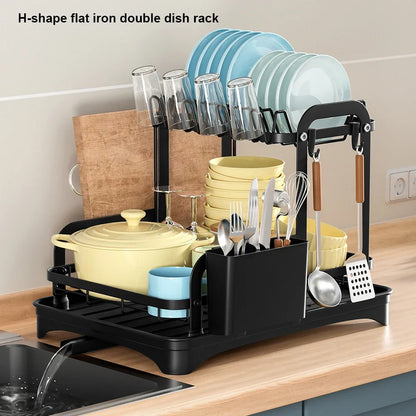 Multi-Functional Kitchen Dish Drying Rack with Chopstick, Cup, Sponge, and Cutting Board Holders | Dish Drainer and Sink Organizer