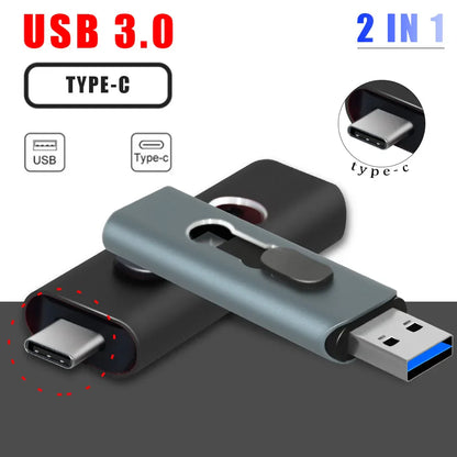 2-in-1 USB 3.0 Type-C OTG Flash Drive – High-Speed Pen Drive 32GB to 256GB