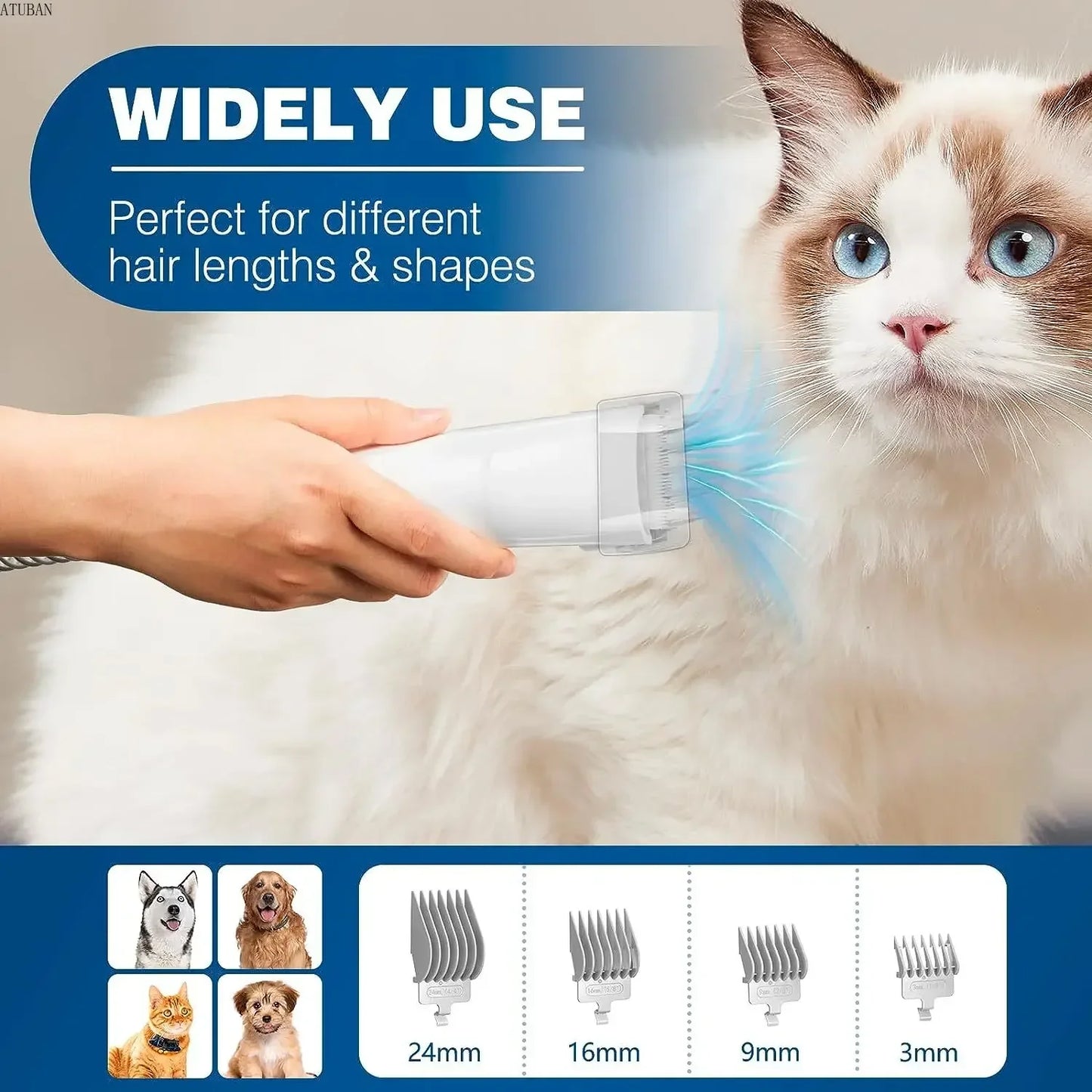 Dog Grooming Vacuum and Pet Grooming Kit – 2.3L Capacity Hair Dust Cup and Brush for Efficient Pet Hair Removal