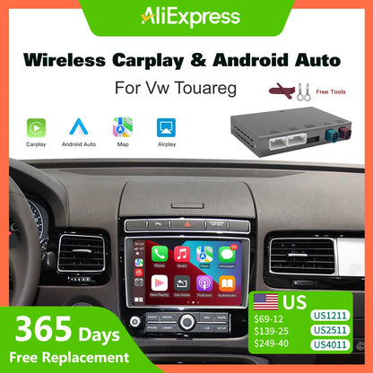 Wireless CarPlay & Android Auto Adapter for VW Touareg 7P RNS850 – 8-Inch Screen Mirroring, CarPlay & AirPlay Multimedia 2011-2018