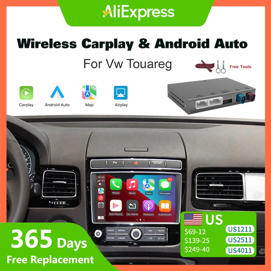 Wireless CarPlay & Android Auto Adapter for VW Touareg 7P RNS850 – 8-Inch Screen Mirroring, CarPlay & AirPlay Multimedia 2011-2018