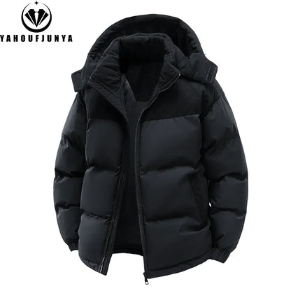 Men’s Autumn Winter Outdoor Jacket – Removable Hooded Windbreaker Parka, Warm Casual Solid Coat