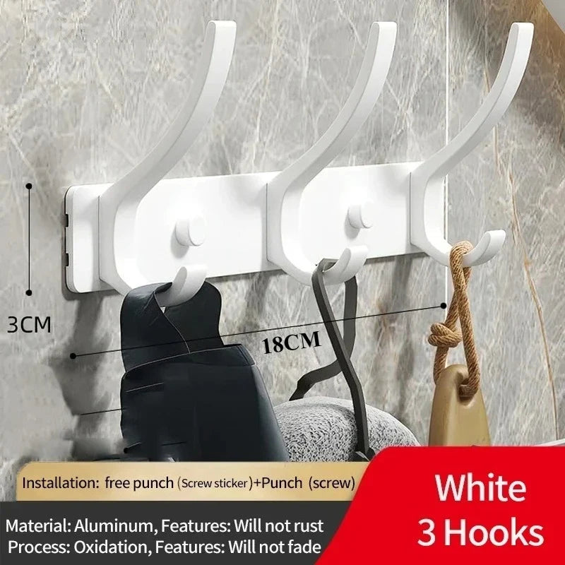 Folding Wall Robe Hooks - Black & White Towel, Coat & Clothes Hanger for Bathroom & Kitchen