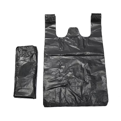 100PCS Black Thick Plastic Vest Bags - Supermarket Shopping, Takeaway & Garbage Storage Bags