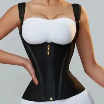 Fajas Colombianas Body Shaper for Women – Double Compression Waist Trainer Vest with Adjustable Zipper & Hook-Eyes