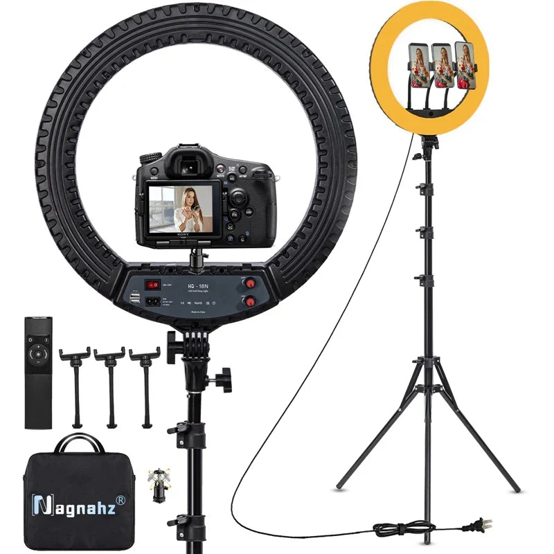 18-Inch Ring Light with Tripod Stand - 55W, 3000-5800K, CRI 90 for Vlog, Video Shooting, Makeup & Selfie