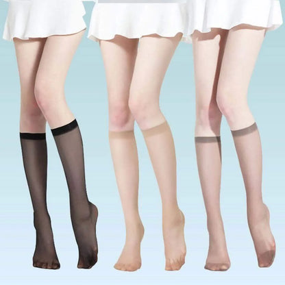Women’s Ultra-Thin Nylon Knee-High Socks - 5 Pairs Sheer Stretch Stockings for Summer