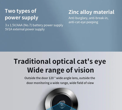 2.4" Smart Digital Door Viewer — 120° HD Security Camera, 240x320 Visual Doorbell, 300K Pixels
