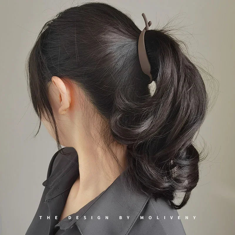 Frosted Banana Clips: Vertical Twist Ponytail Hair Clips - Matte Hair Claws Barrettes for Simple Hair Styling - Solid Color Hair Accessories