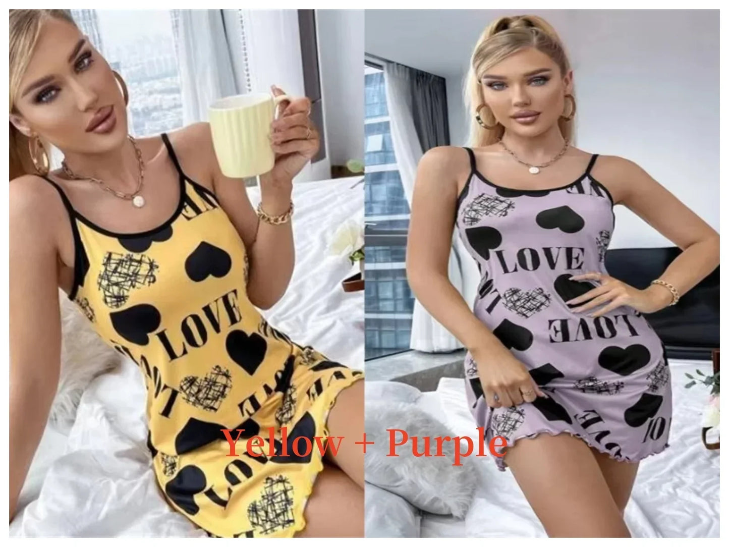 Women’s Cute Cartoon Nightgown - Sexy Halter Back Summer Pajamas & Home Wear Short Dress