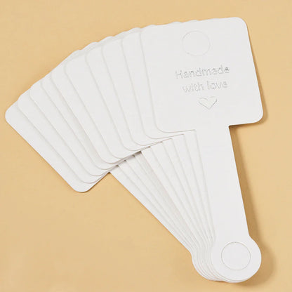 50PCS Self-Adhesive Kraft Paper Cards — 4x10cm Bracelet & Necklace Jewelry Holders for Small Business Retail Display Packaging