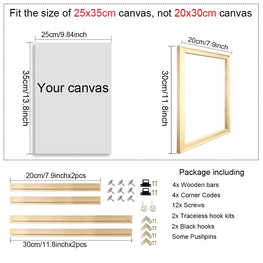 Wooden Canvas Frames – 30x40, 40x50, 50x70, 60x90cm for Photos, Oil Paintings & Diamond Painting Wall Art