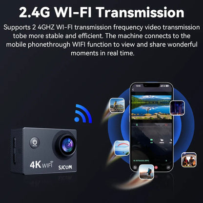 SJCAM SJ4000 Air Action Camera — 4K Video, 30M Waterproof, 2.4G WiFi Sports Cam for Bicycles & Motorcycles