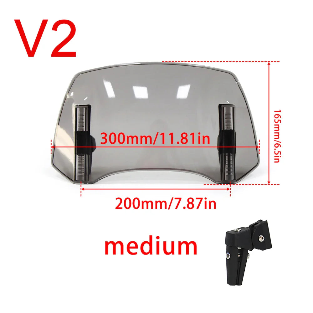 Universal Motorcycle Windshield Extension – Adjustable Clamp-On Wind Deflector Spoiler for BMW, Kawasaki, Yamaha, Honda & Suzuki Bikes