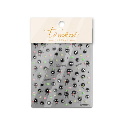 Chibi Anime Nail Stickers - Cute Susuwatari Cartoon Self-Adhesive Nail Art Decals for Kawaii DIY Manicure