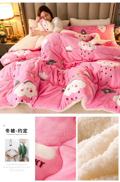 Super Thick Plaid Fleece Blanket – Soft, Warm, Fluffy Winter & Autumn Comforter Quilt