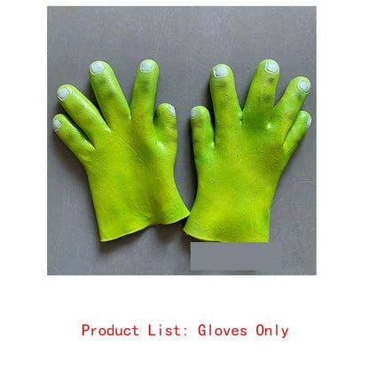 Shrek Green Monster Costume Set - Latex Mask, Headset & Gloves for Halloween Parties & Cosplay