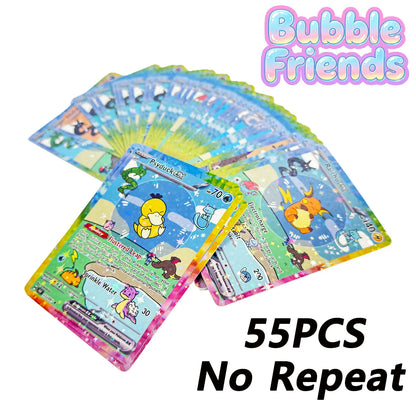 55PCS Holographic Pokémon Cards - Cute Anime DIY Proxy Collection with Eevee & Charizard