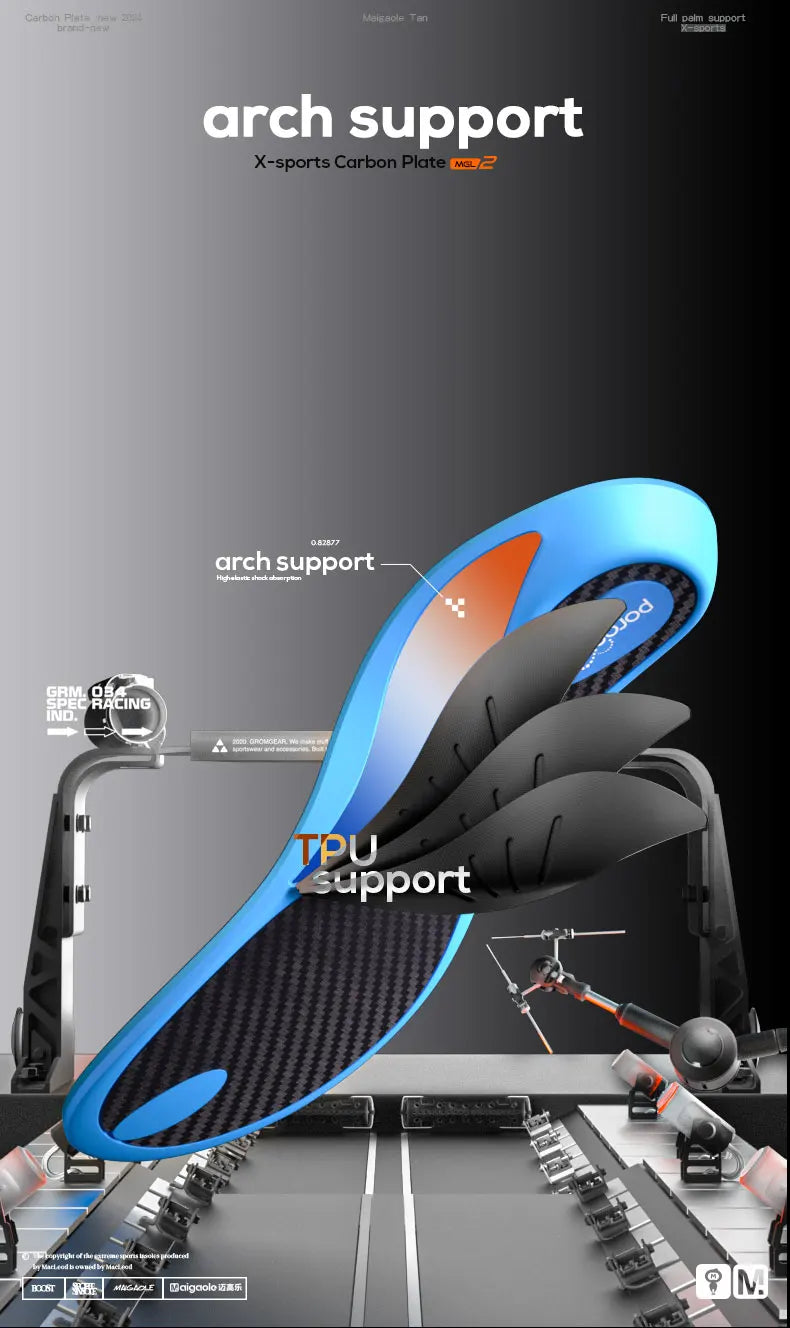 Mcgola 2024 Basketball Insole, Real Full-Length Carbon Plate, Strong Arch Support, High-Rebound Elastic Insole
