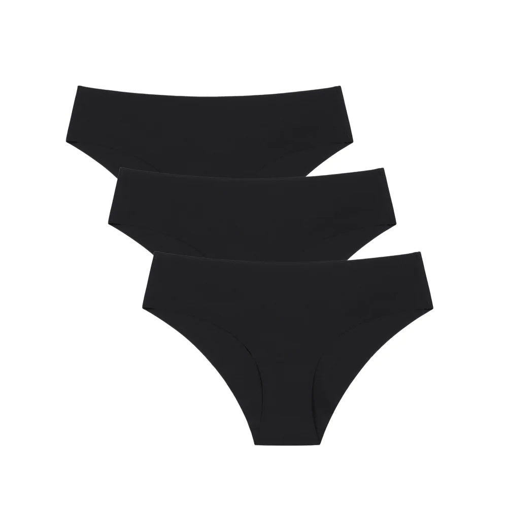 3PCS Sexy Seamless Low-Rise Women’s Underwear — Comfortable Invisible Solid Panties, Lingerie Briefs S-XL
