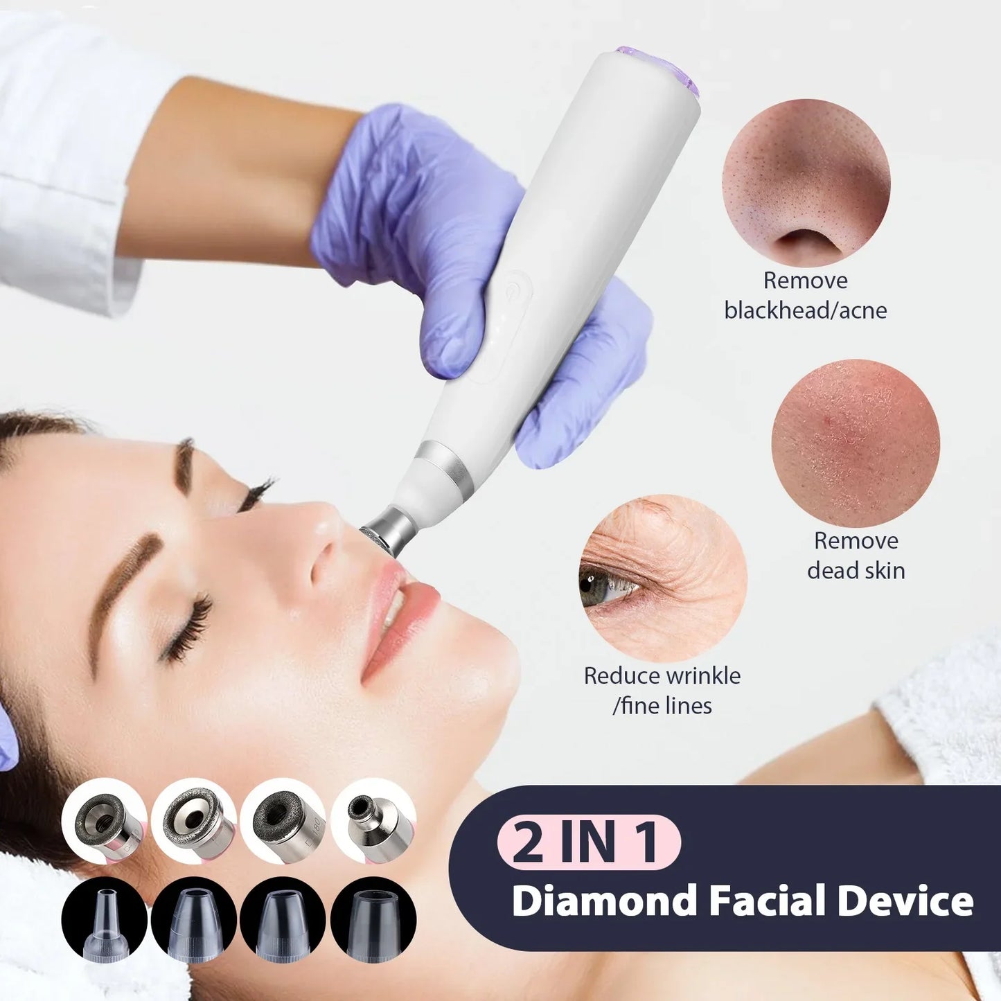Foreverlily Portable Diamond Peeling Machine – Microdermabrasion Facial Cleaner & Blackhead Remover Vacuum Device