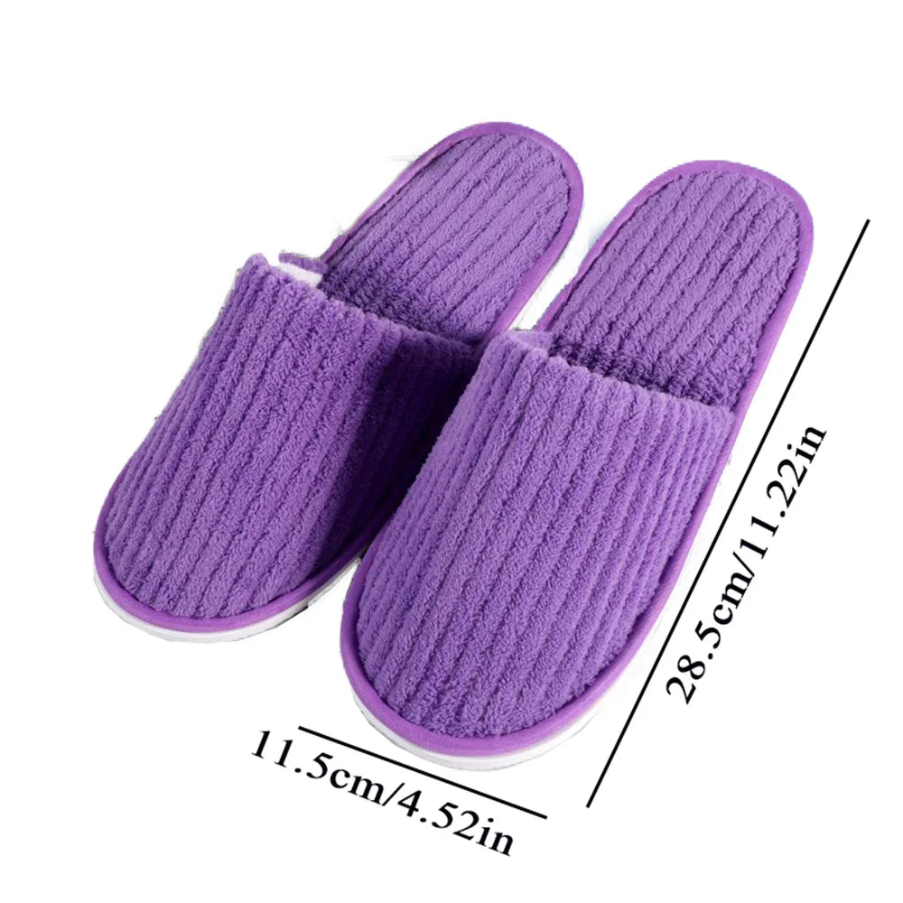 3 Pairs Set Non-Slip Closed Toe Disposable Hotel Slippers – Soft Indoor Guest & Travel Bathroom Slippers