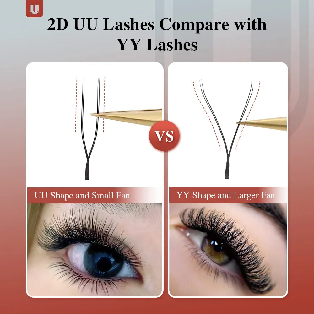 NAGARAKU U-Shape YY 2D UU Mink Eyelash Extensions — Natural Soft Premium Brazilian Cilios Lashes