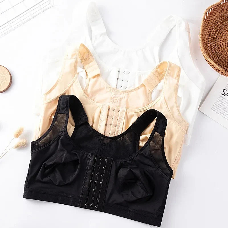 Ultimate Support and Comfort: Front Closure Posture Corrector Lift-Up Bra - Push-Up Cross Back Underwear for Women, Shockproof Sports Fitness Vest Bras in Sizes S-5XL