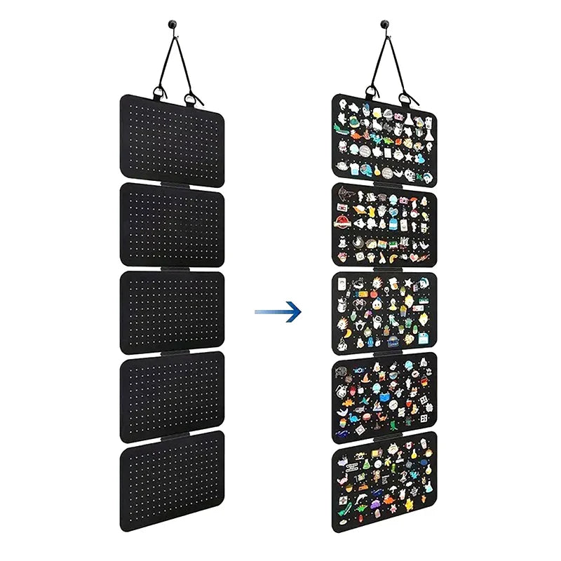 Foldable Felt Jewelry Organizer – 5-Tier Wall Hanging Earring & Pendant Display with Storage for Necklaces and Bracelets