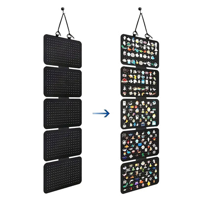 Foldable Felt Jewelry Organizer – 5-Tier Wall Hanging Earring & Pendant Display with Storage for Necklaces and Bracelets