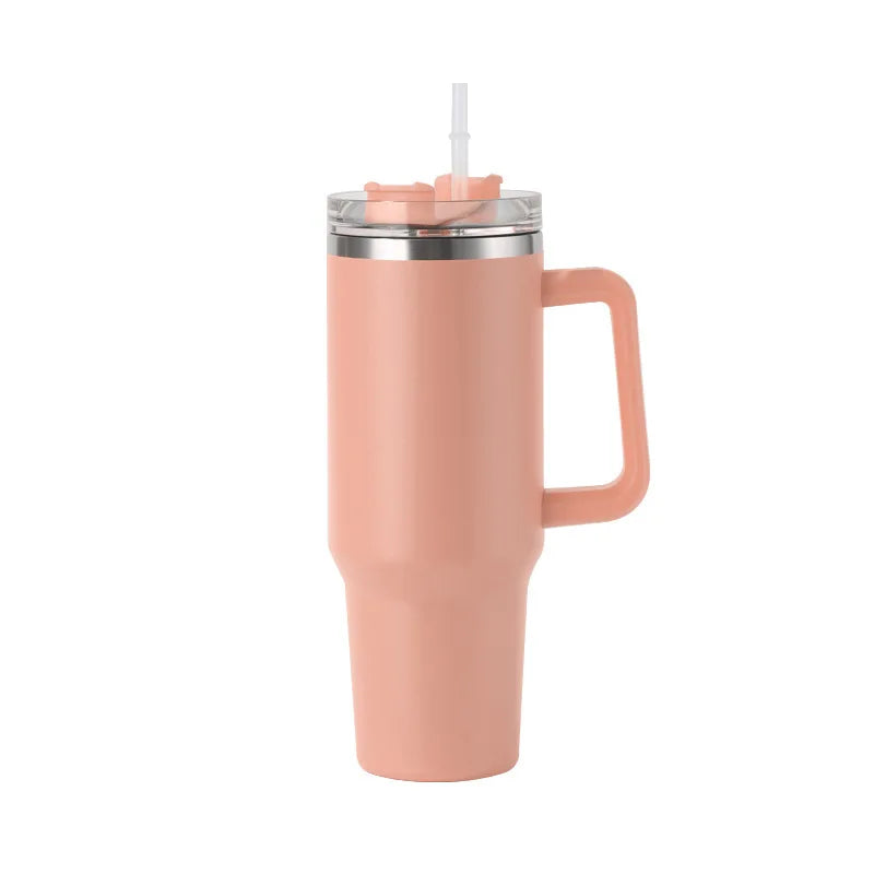 40oz Stainless Steel Insulated Water Bottle with Handle – Cold-keeping Tumbler with Lid, Straw, and Mug for Summer Outdoor Activities