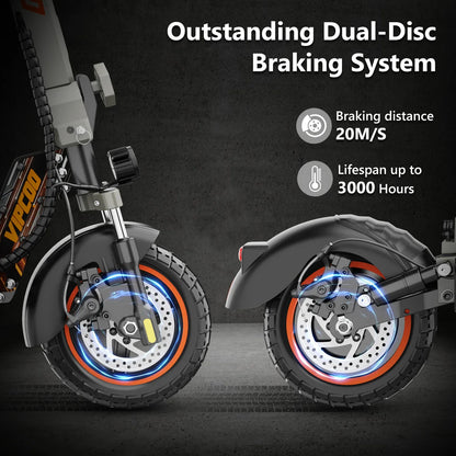 VIPCOO VS1 Electric Scooter – 700W Motor, 48V 13AH Battery, Portable Folding with 10” Off-Road Air Tires