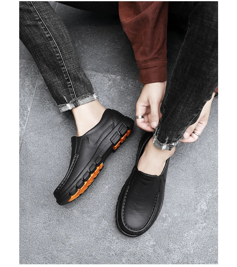 Chef Shoes for Men – Anti-Slip, Oil-Resistant Leather Work Shoes, Plus Size Business Casual with Soft Sole & Comfort