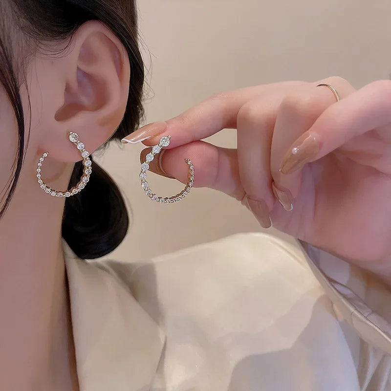 Korean Vintage Pearl & Crystal Earrings for Women — Luxury Zircon Flower, Butterfly & Leaf Stud Jewelry