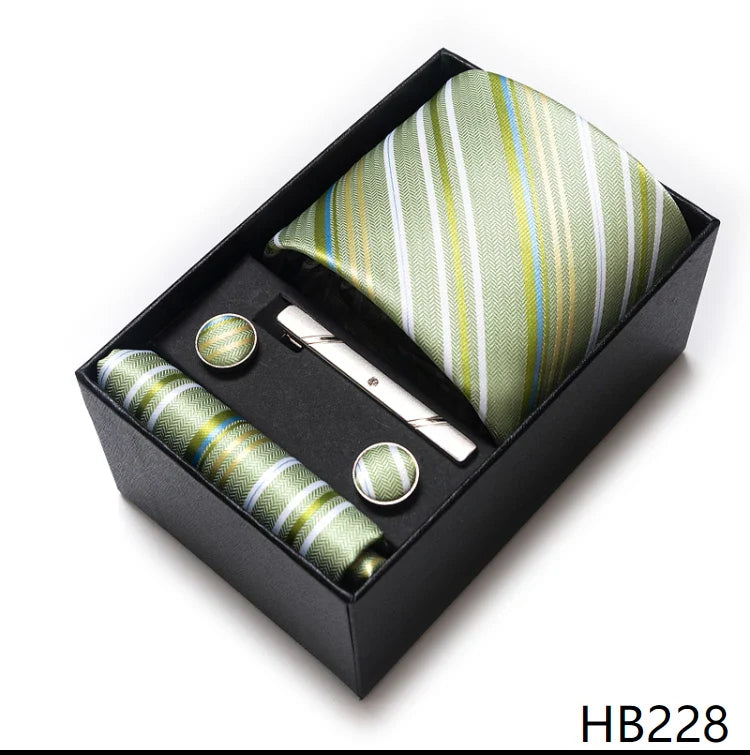 Men’s Tie and Pocket Square Gift Set – 2023 Mixed Colors Paisley Necktie in Box, Wedding Suit Accessory
