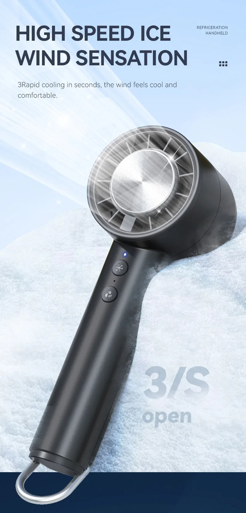 Silent High-Speed USB Handheld Fan – Portable Small Fan with LED Display, High Wind Power, and Cooling Air Conditioner Function
