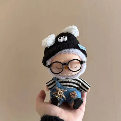 17cm Labubu Plush Doll Clothes – Macaron Outfit, Hair Accessories, DIY Clothing for V1 V2 Dolls & Kids Gift