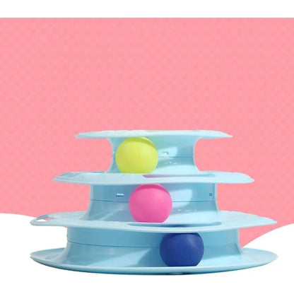4-Tier Rotating Cat Toy - Multi-Level Rolling Ball Tower for Indoor Cats with Non-Slip Base