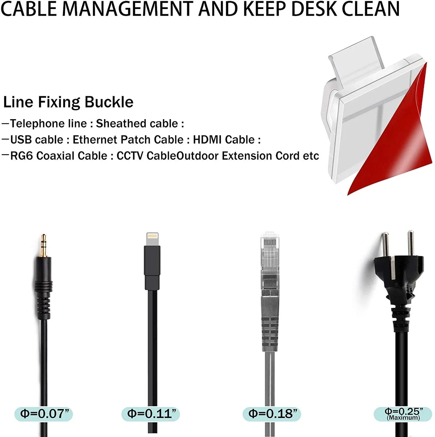 50PCS Cable Organizer Clips – Wall Mounted Cord Holder & Wire Management Hooks for USB Charging Cables and Data Lines
