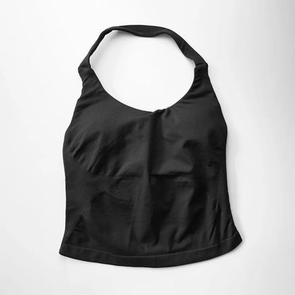 NCLAGEN Impact Halter Top — Women's Padded Longline Strappy Yoga Tank for Gym, Pilates & Fitness Activewear