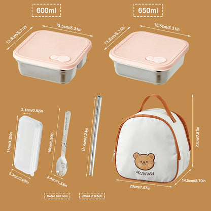 WORTHBUY 304 Stainless Steel Lunch Box with Lid — Portable Leak-Proof Stackable Bento Box for Fruit, Salad, and Food Storage, Ideal for Students