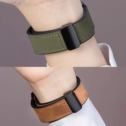 Magnetic Leather Silicone Watch Strap 20mm/22mm for Omega x Swatch MoonSwatch, Xiaomi Watch S1–S4 & Huawei GT2–GT5