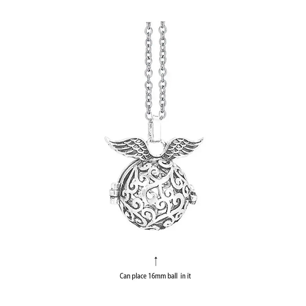Vintage Mexico Angel Ball Chime Necklace – Antique Locket Aromatherapy Essential Oil Diffuser