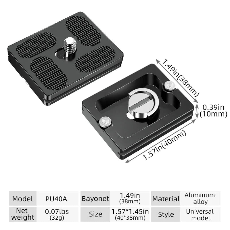BEXIN Universal Aluminum Alloy Quick Release Plate – 1/4" Screw Tripod Mount Adapter for Arca Swiss & Benro Ball Head Cameras