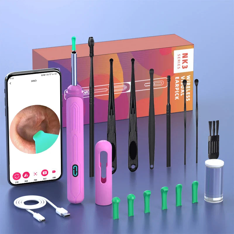 Ear Cleaner with Camera Set – HD Otoscope, USB-C Charging Endoscope, Wax Removal Tool & Earpick, NK3 Pro Ear Cleaning Set