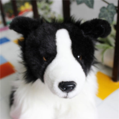 32cm Lifelike Border Collie Plush Toy - Soft Stuffed Puppy for Kids, Realistic Dog Doll Christmas Gift