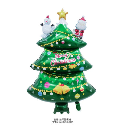 Merry Christmas Foil Balloon Set – Santa Snowman Christmas Tree Elk Cartoon Party Decorations Supplies