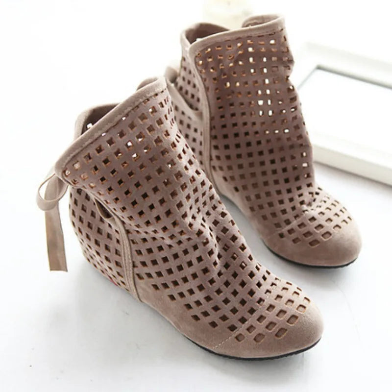 NASBAVI Women’s Hollow Summer Boots - Openwork Crochet Lace Ankle Booties, Fashionable Plus Size 43