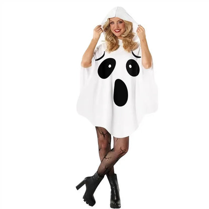 Halloween Witch Costume Set - White Bat Cloak for Halloween Parties & Cosplay