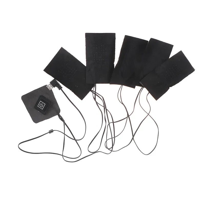 USB Clothes Heater Pad - 3 Gear Adjustable Temperature Electric Heating Sheet for Vest and Jacket - 5 in 1 Heating Warmer Pad